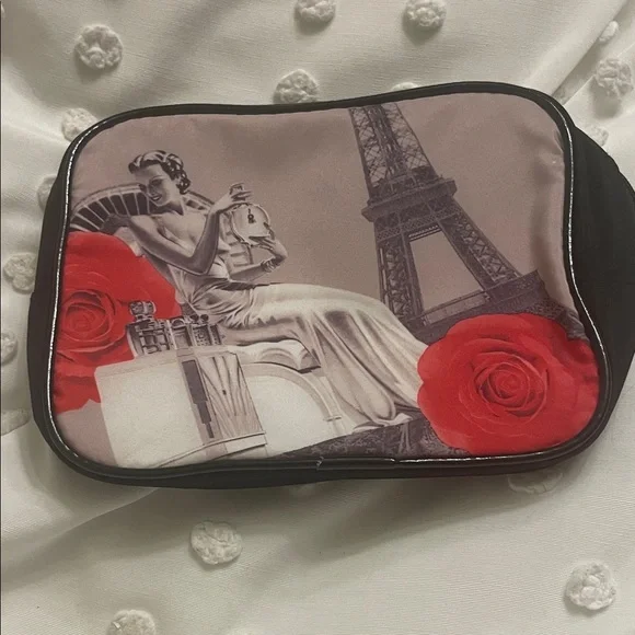 Lancome Parisian Cosmetic Bag with Red Accents - Picture 1 of 4